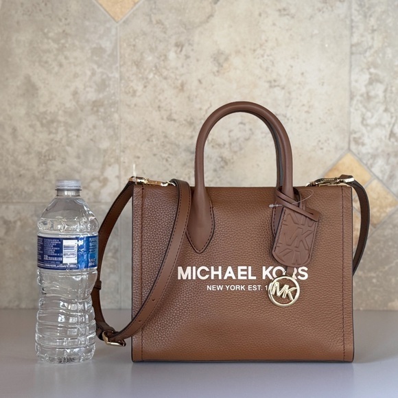 Michael Kors Mirella Small Shopper Tote Shoulder Bag Brown Luggage - Picture 2 of 15